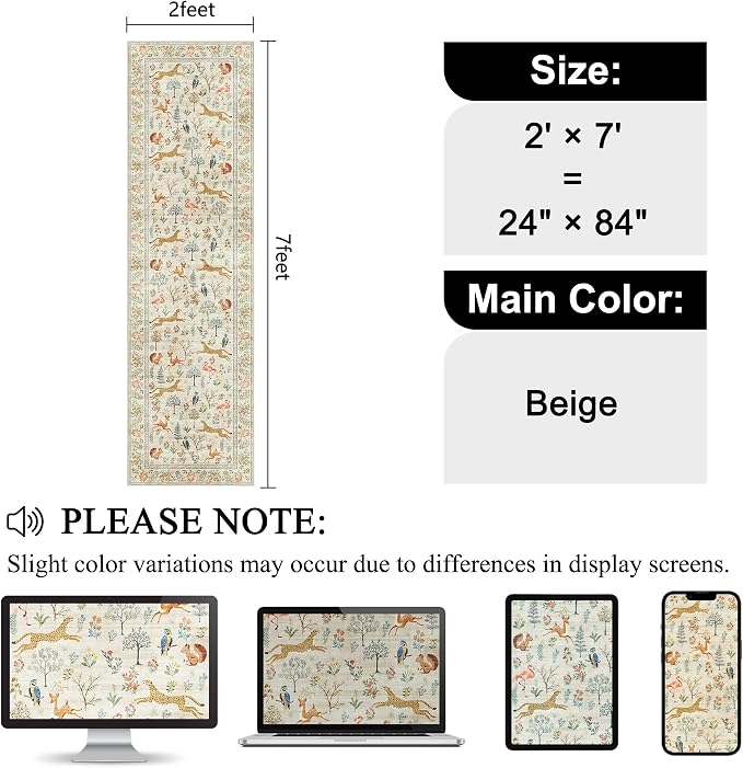 DUKINO Runner Rug, 2x7 Washable Kitchen Rugs - Image 2
