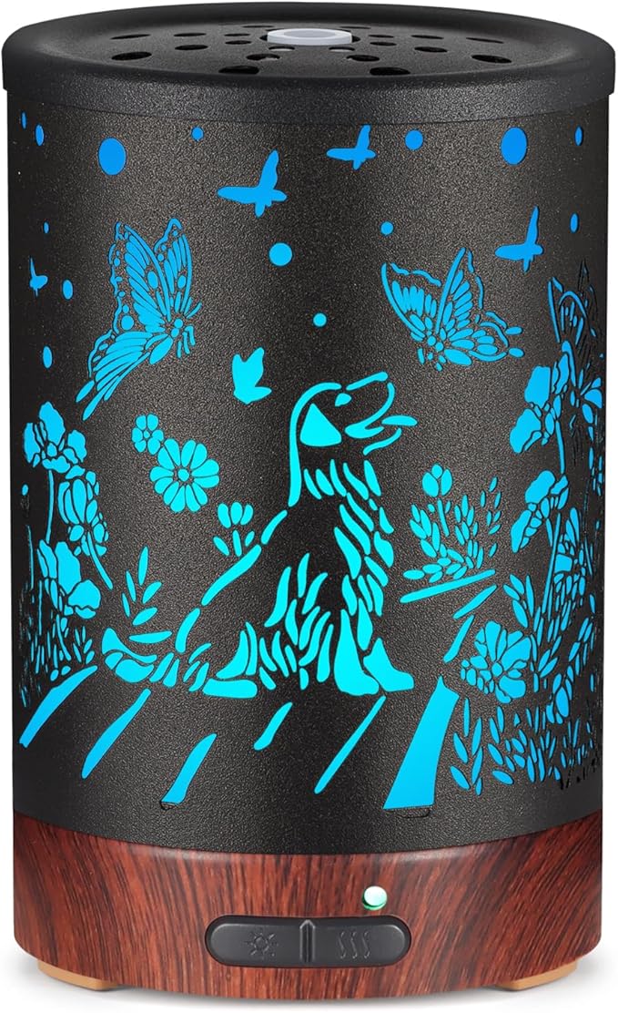 Essential Oils Diffuser,Aromatherapy Diffuser,Birthday Gifts for Women Mom Grandma,Metal Cool Mist Humidifier with 7 Colors Lights Waterless Auto Off Air Diffusers (Dogs)…