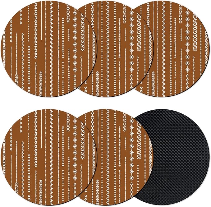 Vintage Brown Coasters Set of 6, Absorbent Coasters by Unknown