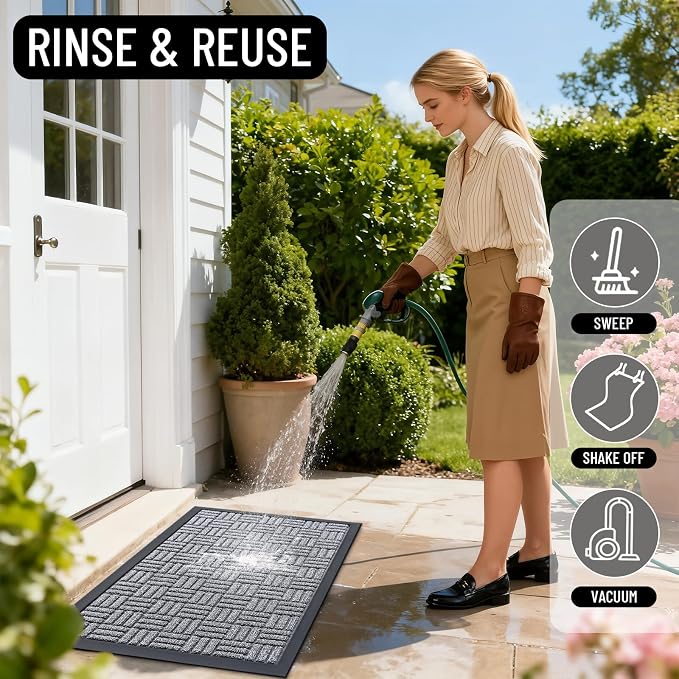 OLANLY Front Door Mat Outside Entrance 35x23, Heavy Duty Sturdy Natural Rubber - Image 7