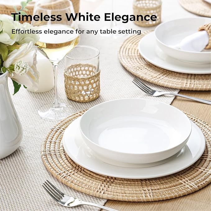 Y YHY 7.8'' Pasta Bowls for Small Portions, 22 Ounce Salad White Bowl Plates - Image 7