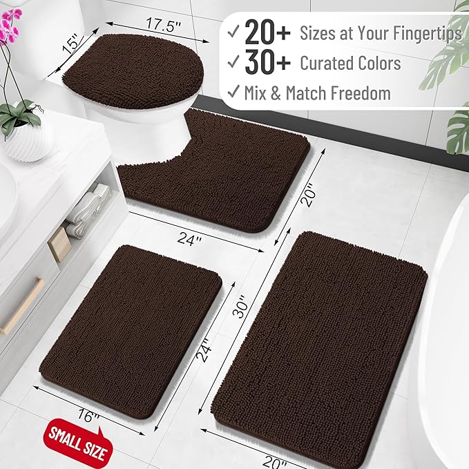 OLANLY Toilet Rugs U-Shaped 24x24, Extra Soft Absorbent Chenille Contour - Image 2
