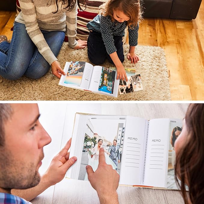 RECUTMS 4x6 Photo Album with Memo Mini Photo Book Pack of 50 Sheets Hold 100 Photos, Leather Cover Picture Album with Window for Memories Couple Valentines Baby Wedding Family (Pink)