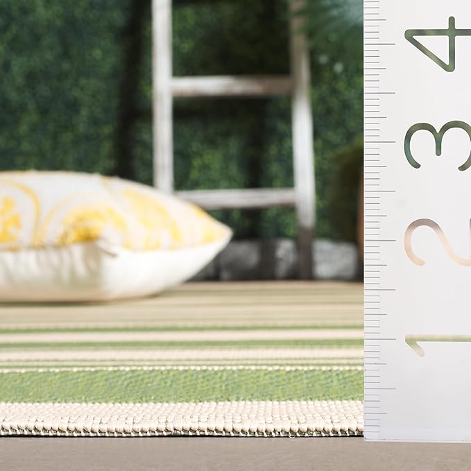 SAFAVIEH Courtyard Collection 8' x 11' Green/Beige CY6062 Stripe Indoor/ - Image 5