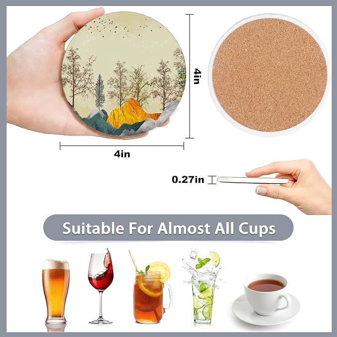 6 Pcs Coasters for Drinks with Holder, Great Gift for Housewarming, Room Decor - Image 2