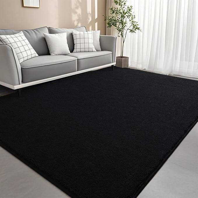 5x7 Feet Black Area Rugs for Bedroom, Indoor Washable Memory Foam Rug for by Woottpe