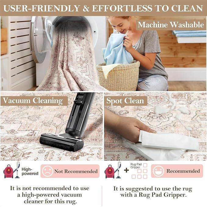 CAPALOCA Machine Washable Rugs Nursery Rug 6ft Cute Girl Non Slip Low Pile - Image 3