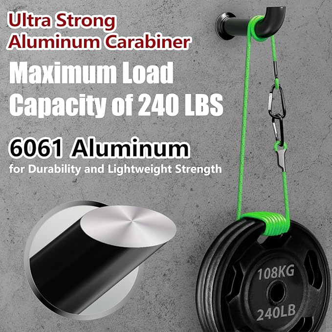 sprookber 4" & 5" Extra Large Aluminum Carabiner D Ring, Caribeener Clips, Spring Snap Hook for Keychain Clip, Set of 4