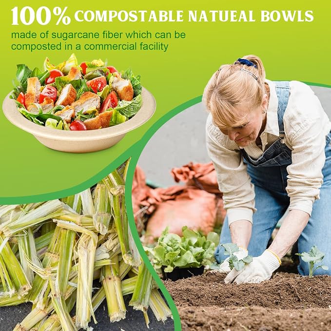 greensight 16oz Compostable Disposable Paper Bowls: 150 Pack Party Serving Bowls - Image 4