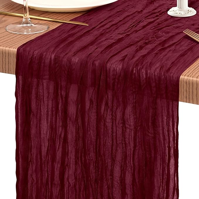 30 Pack Cheesecloth Table Runner 10FT Burgundy Red Table Runner Boho Gauze - Image 9