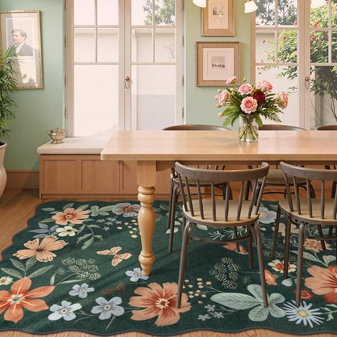 Lahome Floral Washable Rugs 8x10, Non-Slip Soft Bedroom Rug Stain Resistant - Image 2