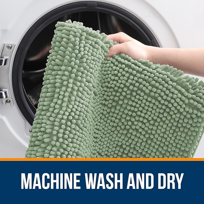 OLANLY Bathroom Rugs 30x18, Extra Soft Absorbent Chenille Bath Rugs, Rubber - Image 5