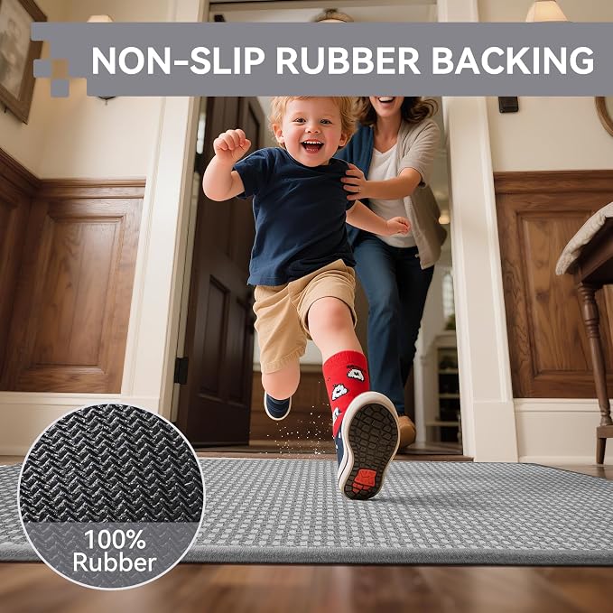 Front Door Mat 17''x30'', Absorbent Dirt Resist Washable Non Slip Low-Profile - Image 7