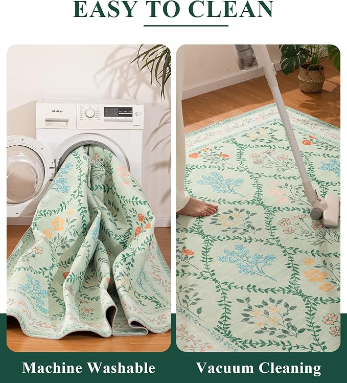 YIHOUSE Green Washable 6x9 Area Rugs - Image 3