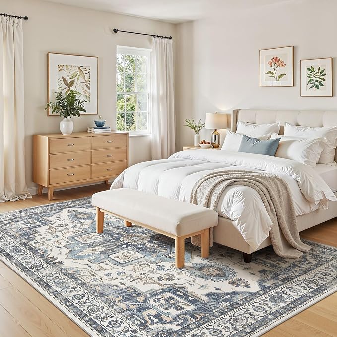 6x9 Washable Area Rugs for Living Room, Large Rug Non Slip Backing Vintage - Image 5