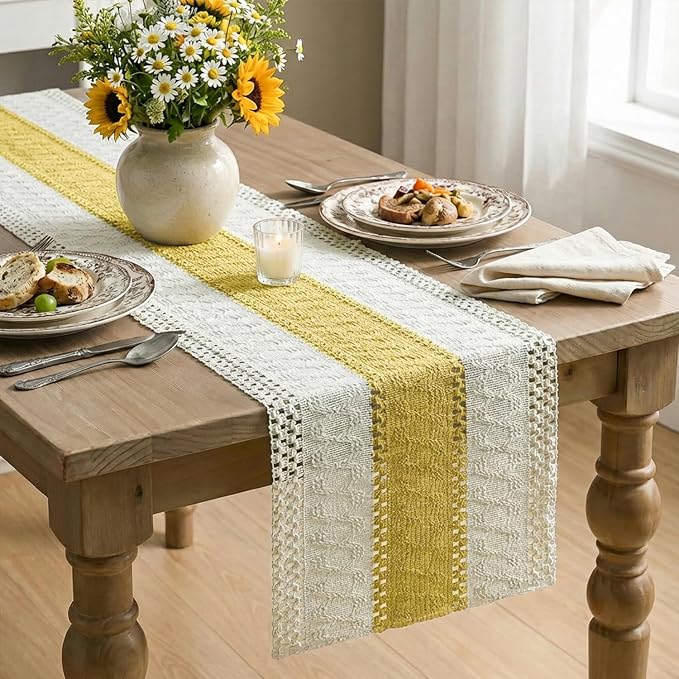 Artoid Mode Yellow Farmhouse Rustic Table Runner 12x36 Inch | Seasonal Holiday - Image 4