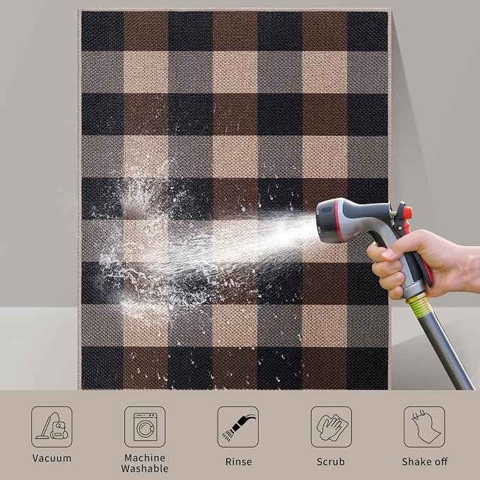 Tangsoo Checkered Easy Jute Rug, 2x3 Washable Ultra Thin Rug - Image 6