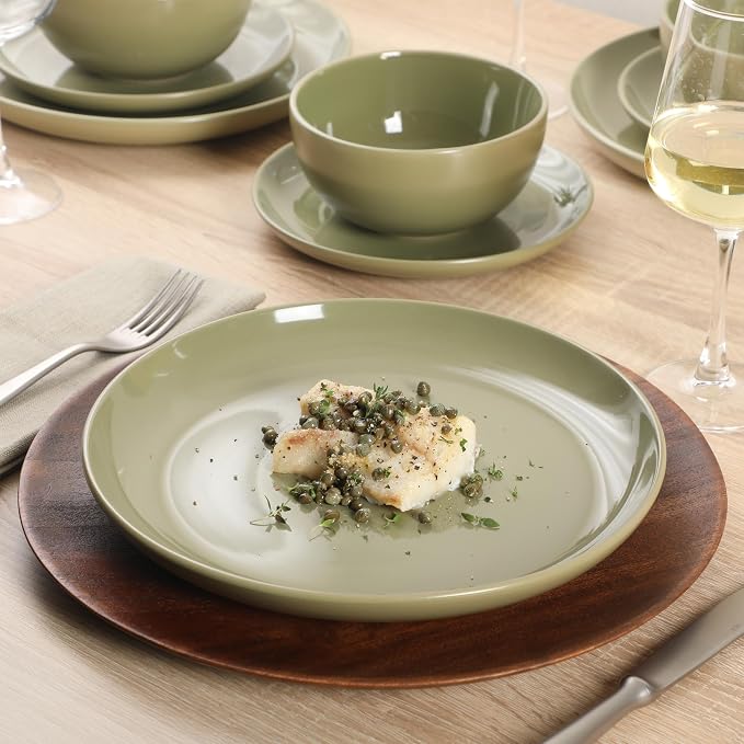 Gibson Home Rockaway 12 Piece Plates and Bowls Matte Outside/Shiny Inside Glaze - Image 2