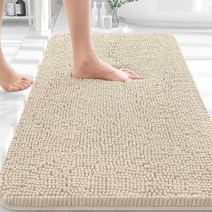 OLANLY Bathroom Rugs 36x24, Extra Soft Absorbent Chenille Bath Rugs, Rubber by OLANLY