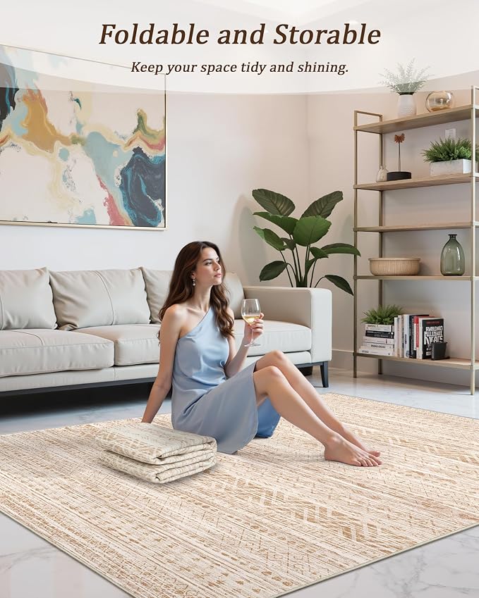 Miukiki 9x12 Area Rug for Living Room Moroccan Washable Rugs Non Slip Indoor - Image 5