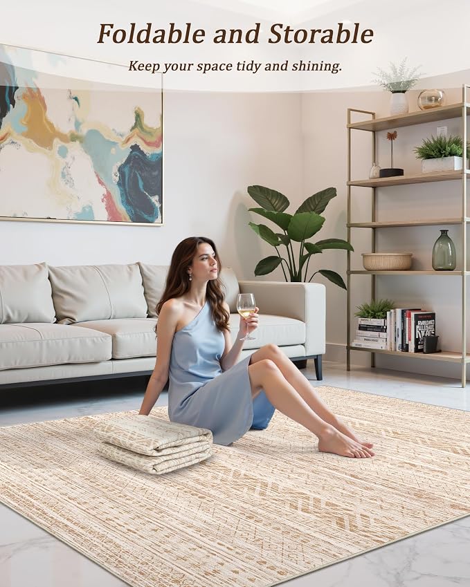3x5 Washable Rug Moroccan Small Entryway Rug Non Slip Indoor Floor Carpet - Image 5