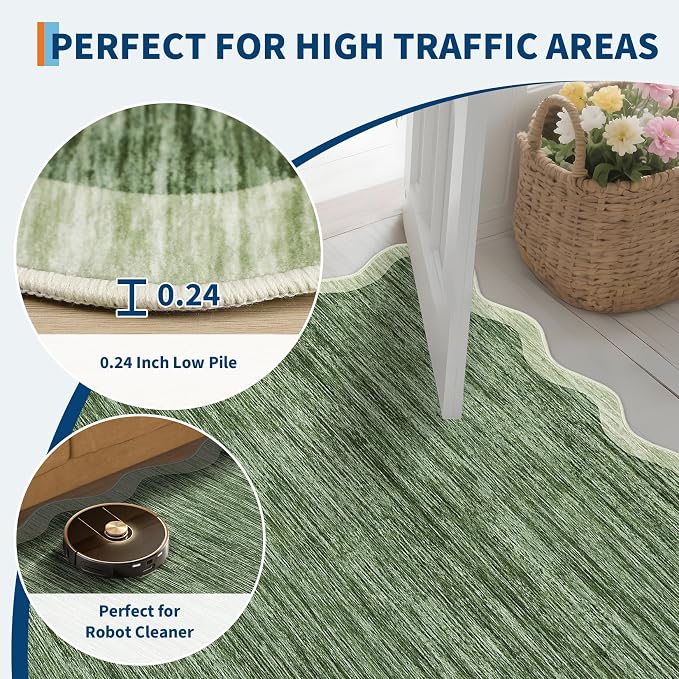 GarveeHome Scalloped Washable Rug 5x7 Area Rugs - Image 6