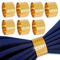 8 Pcs Gold Napkin Rings, Hammered Metal, 1.8 x 1.1 Inches | Cloth Napkin Holder by Leglo