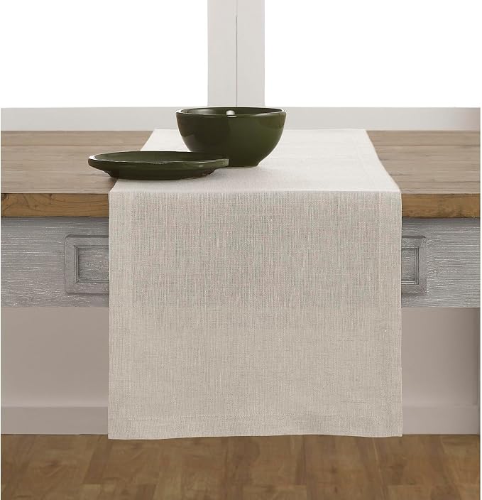 Solino Home 100% Pure Linen Table Runner Natural Woven, Athena 14 x 72 in | - Image 2
