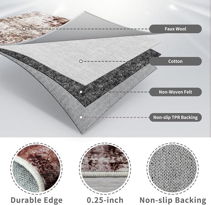 2x8 Washable Runner Rugs for Hallway: Easy-to-Clean Abstract Runners for - Image 7