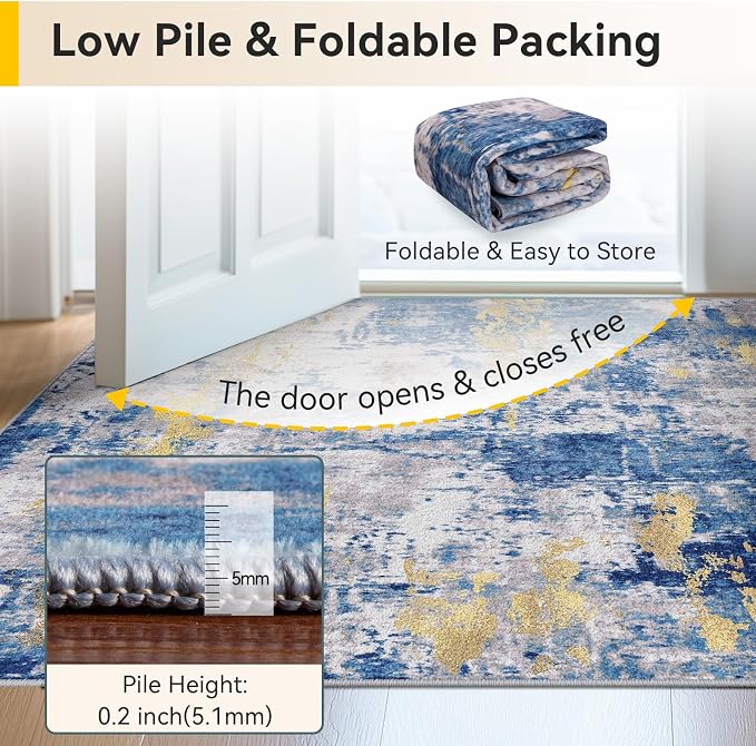 RELEANY Washable Area Rugs Square 7ft Non-Slip Modern Abstract Soft - Image 4