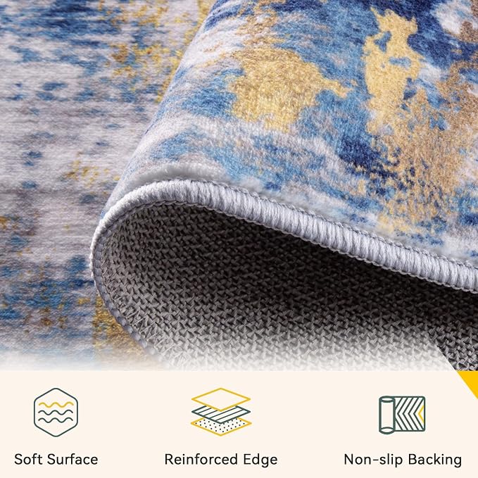 RELEANY Washable Area Rugs Square 7ft Non-Slip Modern Abstract Soft - Image 3