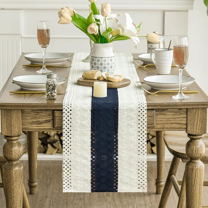 Artoid Mode Dark Blue Farmhouse Rustic Table Runner 12x72 Inch | Seasonal - Image 2