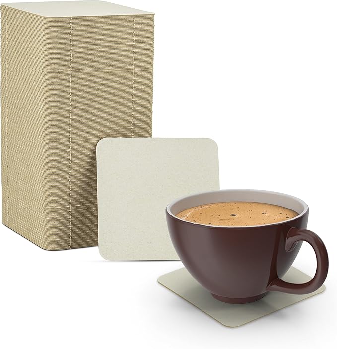 MT Products 4” Blank Off-White Heavyweight Cardboard Square Coasters by MTProducts