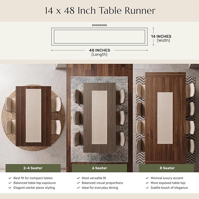 Solino Home Cotton Linen Dining Table Runner Cinnamon Hemstitch, 14 x 48 in | - Image 3