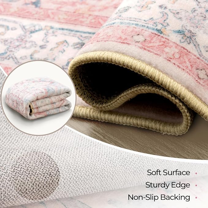 CAPALOCA Machine Washable Rugs Nursery Rug 2x3 Cute Girl Non Slip Low Pile - Image 3