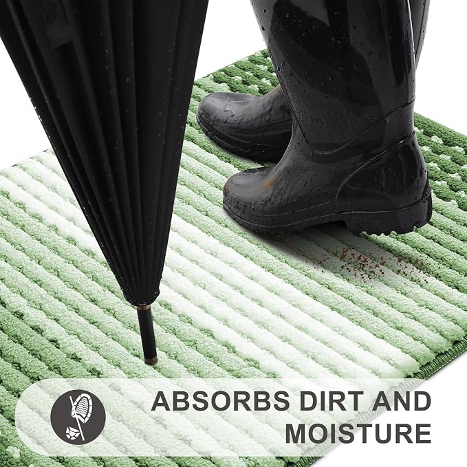 Kitinjoy Indoor Outdoor Door Mat, 48x30 Non-Slip Absorbent Dirt Trapper - Image 2