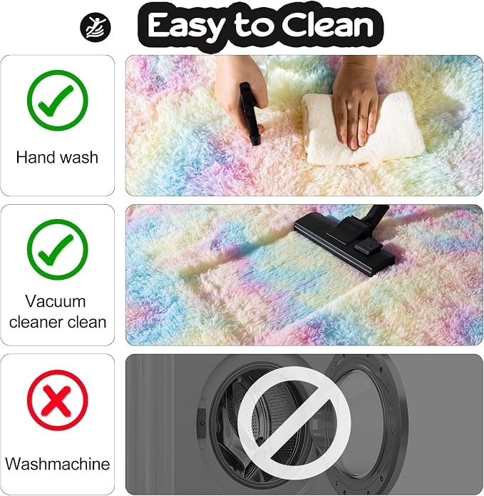 qulint 5x7 Fluffy Area Rug for Bedroom, Fuzzy Soft Kids Rug for Girl Plush - Image 4