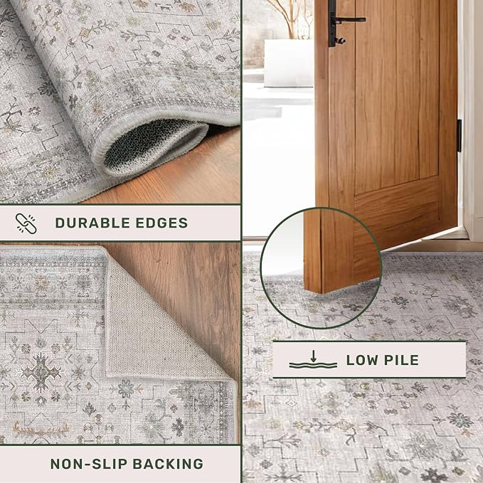 Light Grey Boho Bathroom Rug 2x4 - Image 5