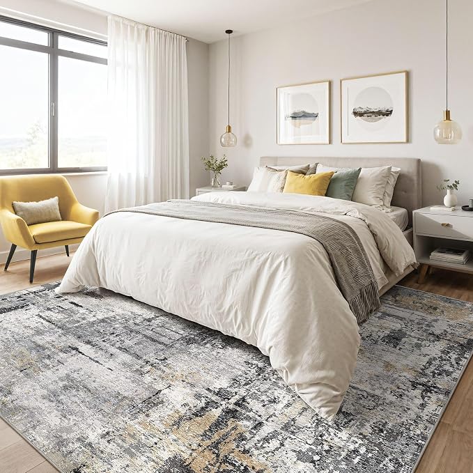 6x8 Area Rug Living Room: Washable Large Abstract Soft Stain Resistant Indoor - Image 4