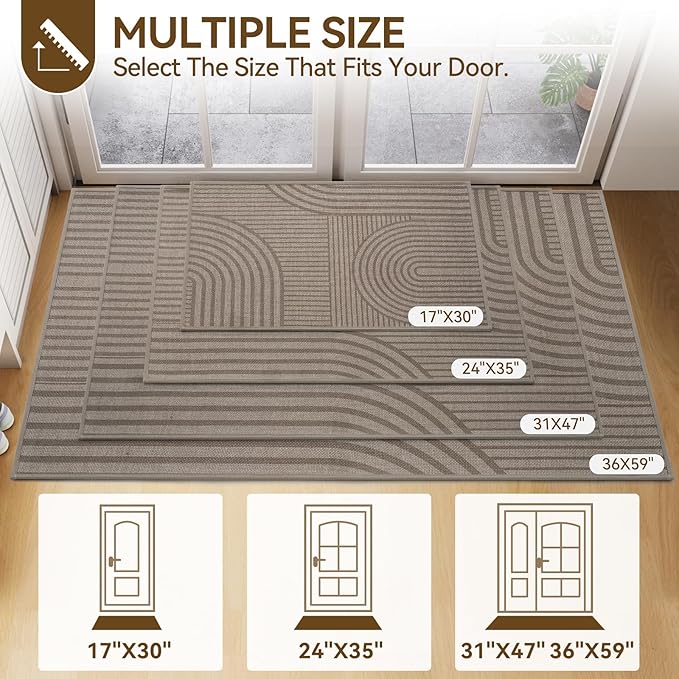 Front Door Mat 17''x30'', Absorbent Dirt Resist Washable Non Slip Low-Profile - Image 2