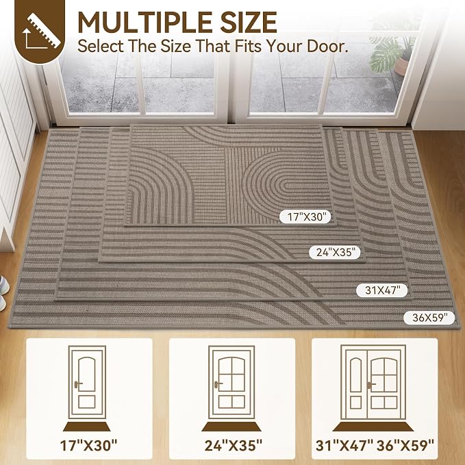 Front Door Mat 36'x59'', Absorbent Dirt Resist Washable Non Slip Low-Profile - Image 2