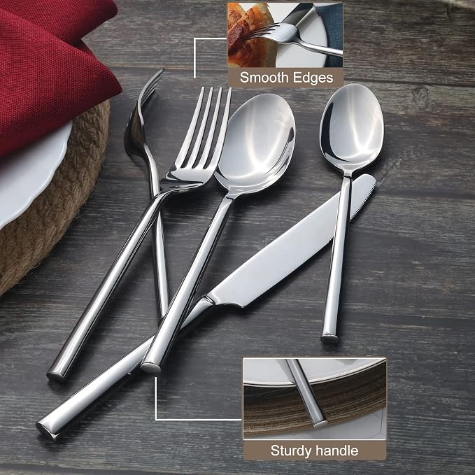 Alata Potter 20-Piece Forged Silverware Set Stainless Steel Flatware Set - Image 10