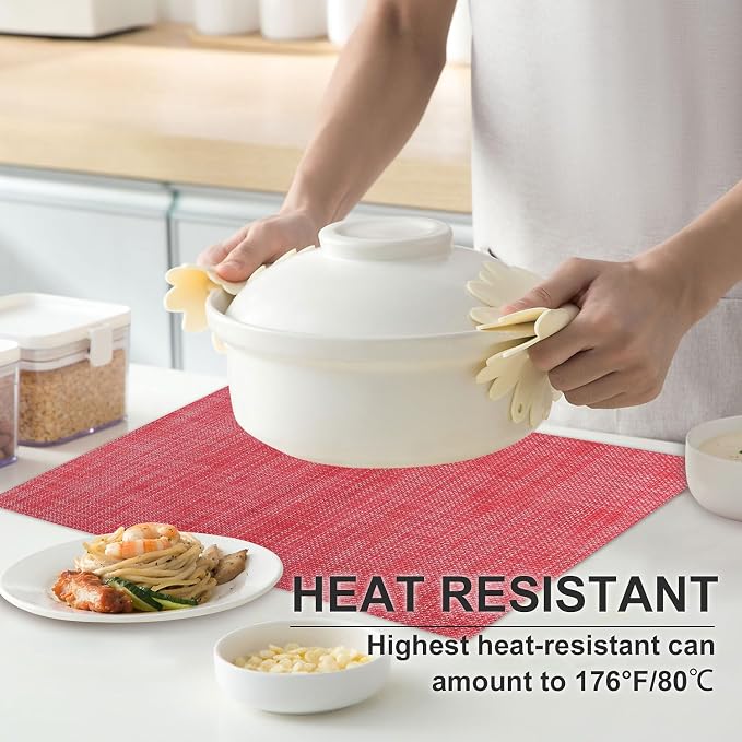 Vinyl Placemats Set of 4, PVC Woven Washable Non-Slip Table Mats, Heat - Image 2
