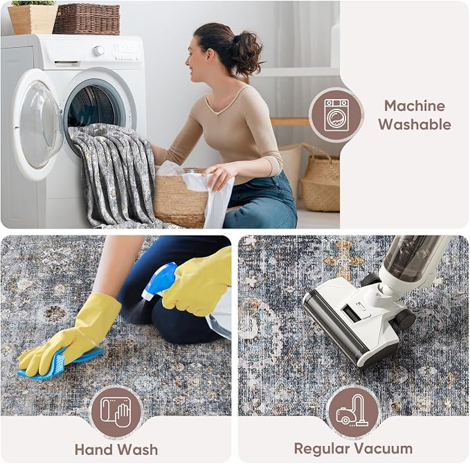 Rugcomf Bedroom Rug 3x5 Rug Washable Area Rug Non Slip Low Pile Small Carpet - Image 4