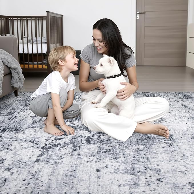 Washable Area Rug 3x5 Entryway Rug: Washable Modern Abstract Soft Thin Rug - Image 8