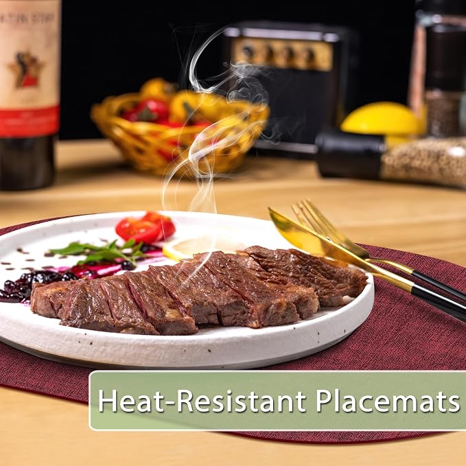 Placemats Set of 12 Washable, Heat Resistant Table Placemats Wipeable Faux - Image 2