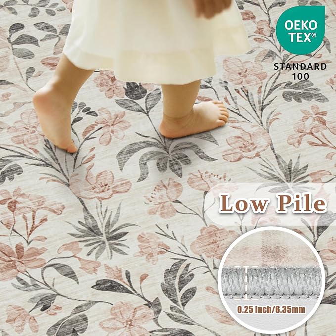 5x7 Area Rugs Washable Rug: Boho Living Room Rug Soft Non-Slip Low Pile Carpet - Image 5