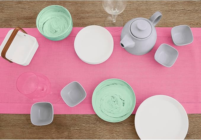 Solino Home 100% Pure Linen Dining Table Runner Flamingo Pink, 14 x 120 in | - Image 3
