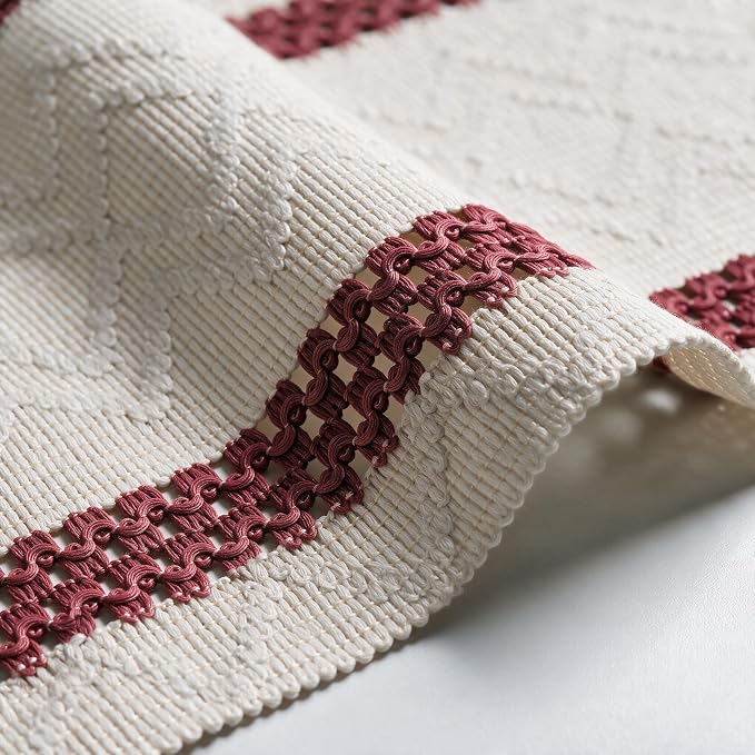 Artoid Mode Red Stripe Woven Rustic Table Runner 12x36 Inch | Holiday Kitchen - Image 6