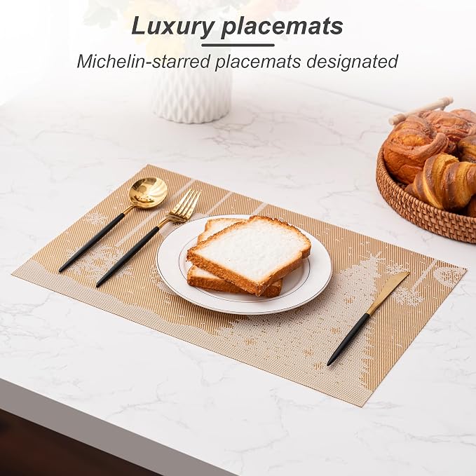 Placemats Set of 6 Washable Indoor | Outdoor Vinyl Place Mats - Image 5